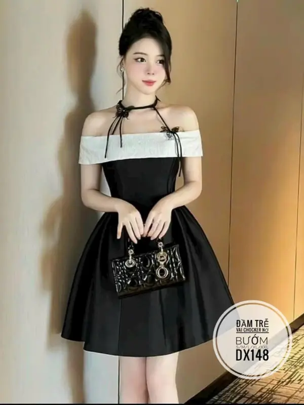 ĐẦM TRỄ VAI CHOKER NƠ BƯỚM BIGSIZE 50-90KG 3