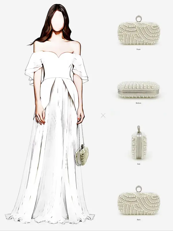 Women's Faux Pearl Decorated Evening Bag, Elegant Clutch Purse for Party, Banquet, Casual Trendy Versatile High-quality Commuting Bag for Women & Girls 7