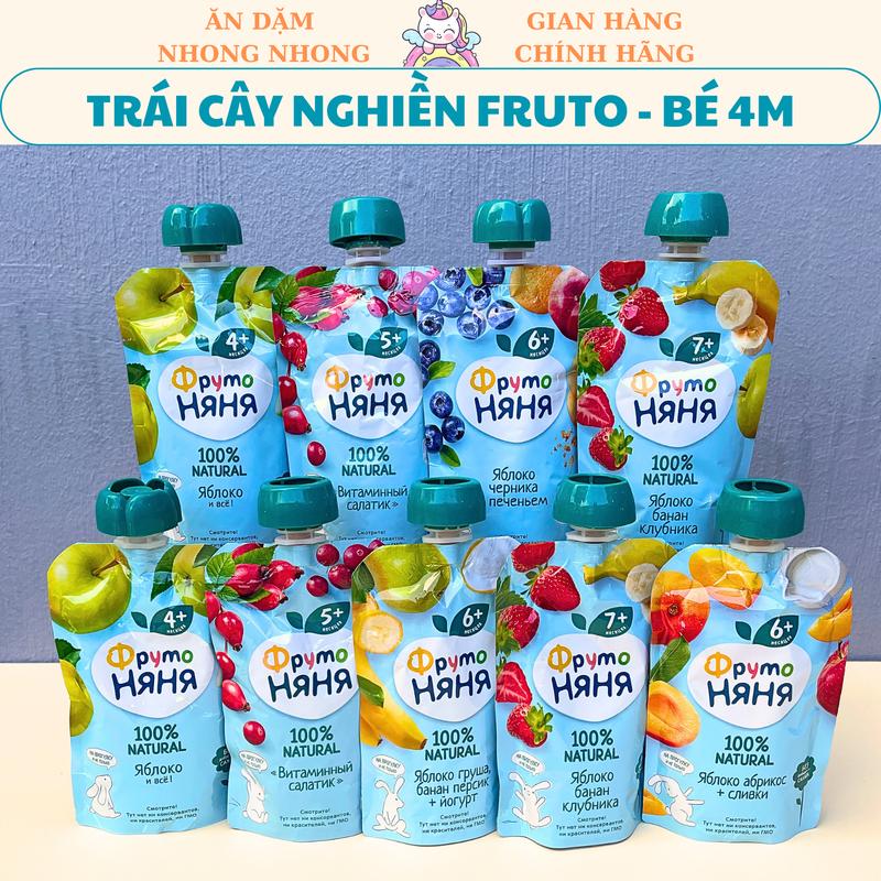 Trái Cây, Hoa Quả Nghiền Cho Bé Ăn Dặm 4m+ (Hàng Chuẩn Nội Địa Nga)KHÔNG Chua