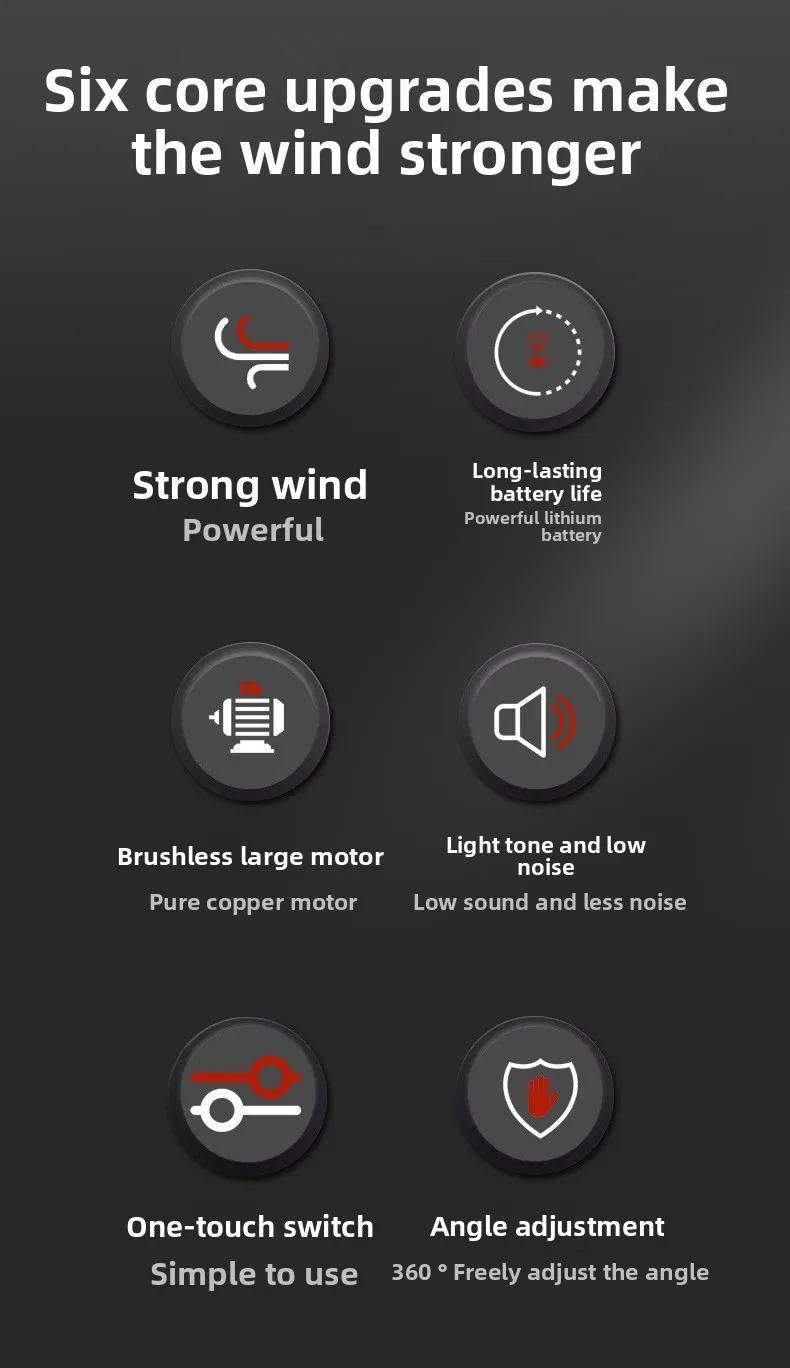 5-Inch Dual Head Battery Fan | Brushless Powerful Wind | 360° Adjustable | Kipas Cas Semula Portable Untuk Camping & Home