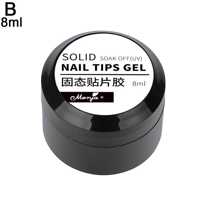Đầu móng tay Gel, màu Trơn có thể đeo được, có thể lột, chất kết dính, cho móng tay Quang Trị Liệu, miếng dán móng tay 8