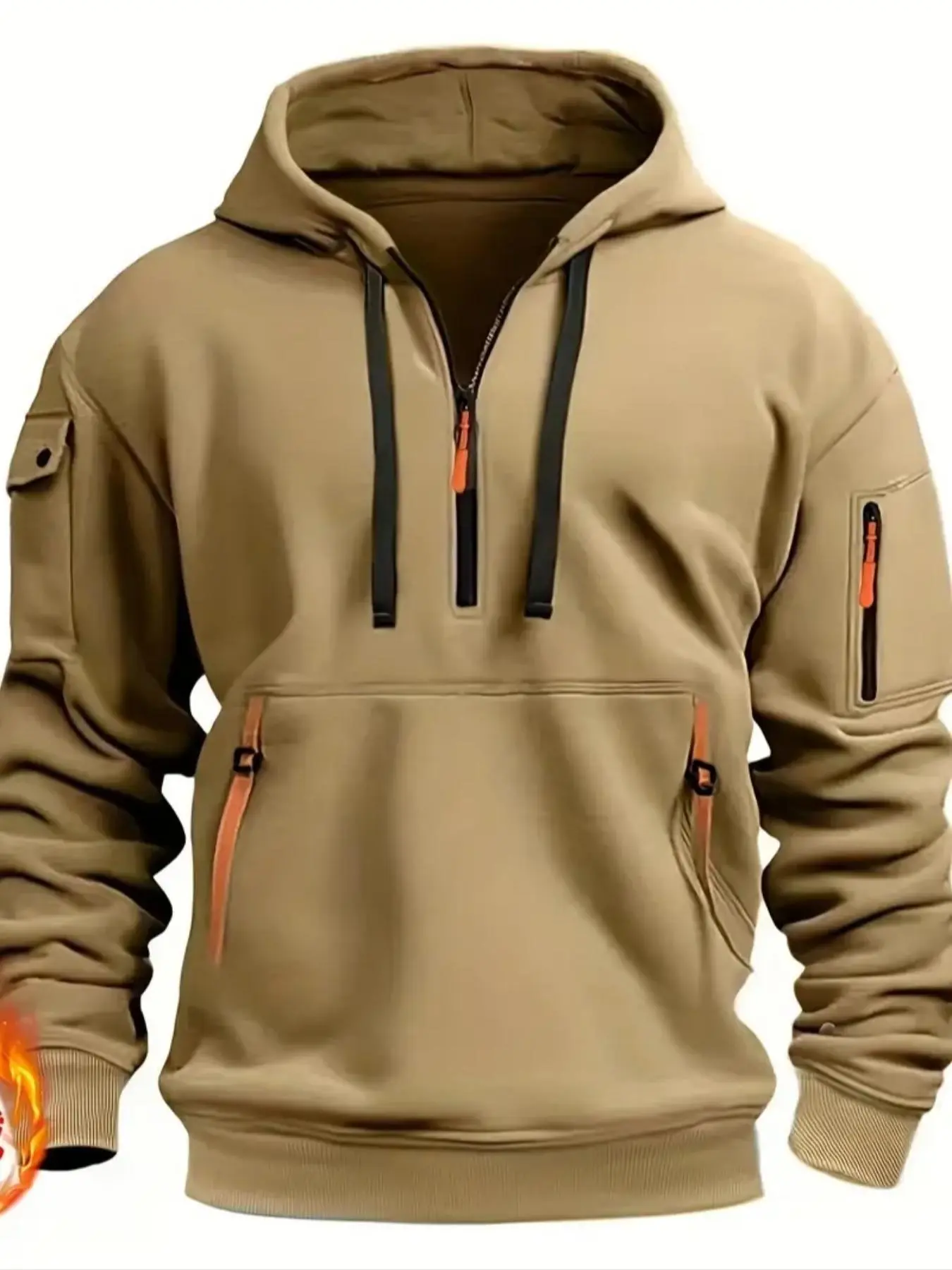 Men's Solid Zip Up Hoodie, Casual Long Sleeve Hooded Sweatshirt for Fall & Winter, Men's Clothes for Daily Wear