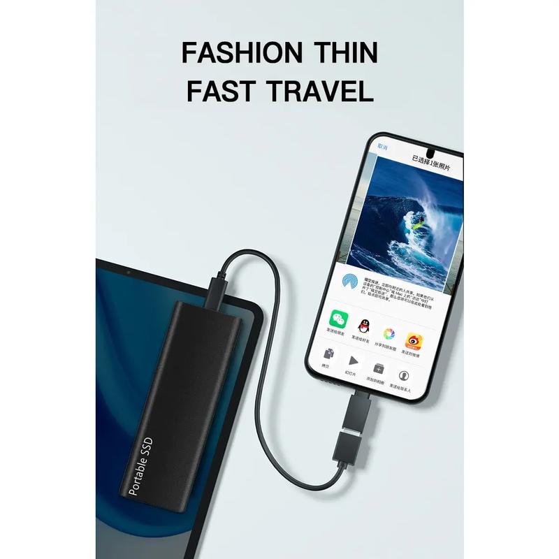 High Speed Portable SSD 1TB External Solid State Drive USB3.1 Type-C Interface Hard Drive Mass Storage Disk for Laptop/Mac/Phone 3