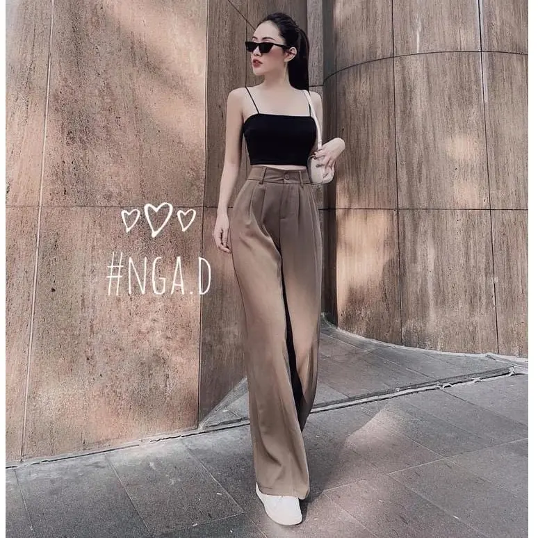 QUẦN ỐNG RỘNG CHUN SAU VẢI LỤA HÀN CAO CẤP 4