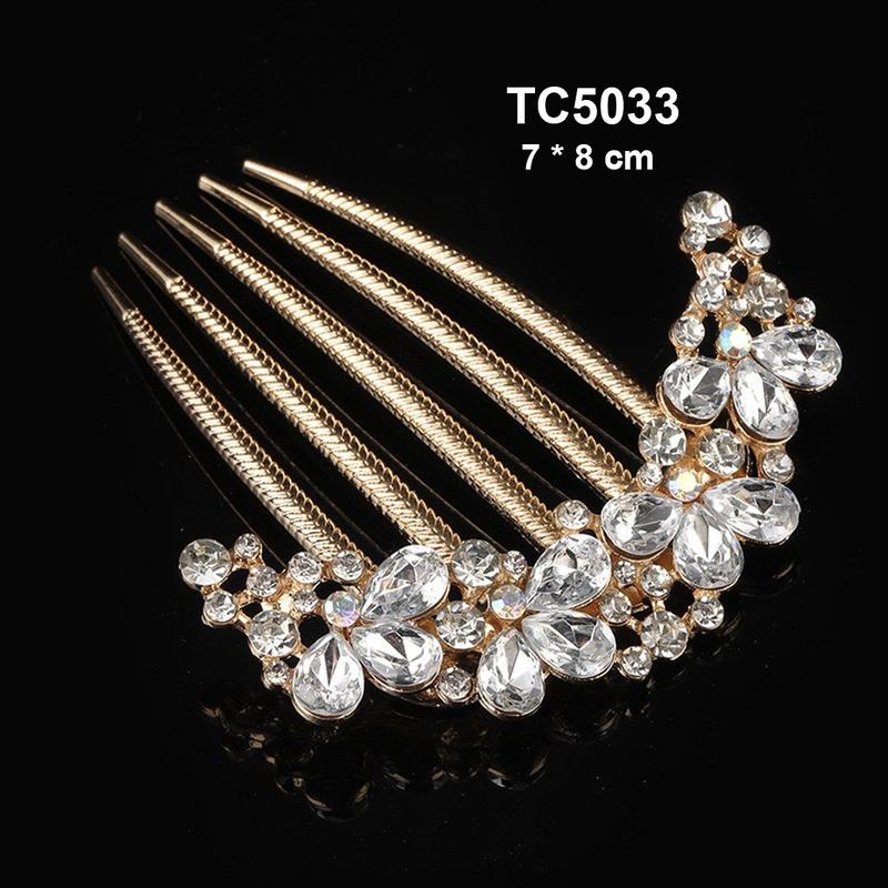 GOTI - Quà Tặng Cho Nữ - Trâm Cài Kiểu Lược Cài Tóc Hình Hoa 3 Cánh Đính Đá Thanh Lịch Phong Cách Cổ Điển TC5033