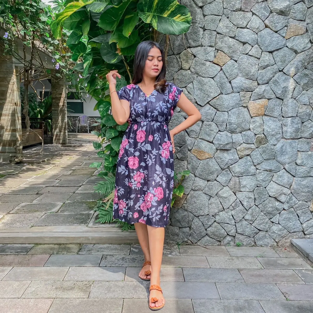 Daster bali flory pink