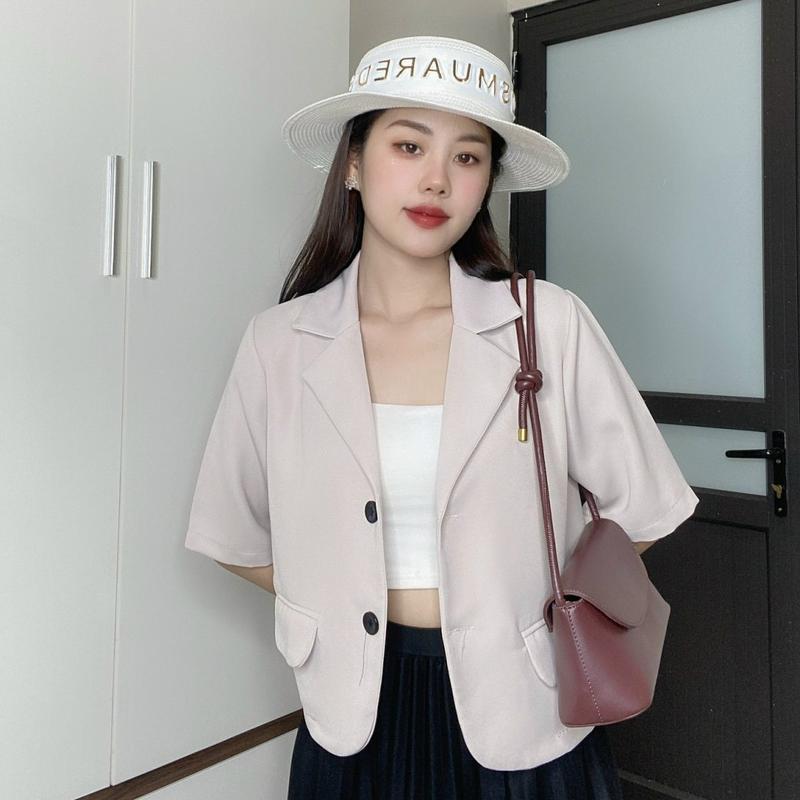 Áo Blazer Lửng Ngắn Tay 1 Lớp, áo vest ngắn tay Top Nữ 5