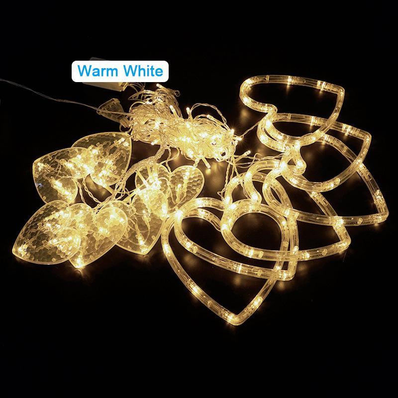 Product Introduction of Heart Design LED Fairy Curtain Light, Battery Powered Wire String Lights without Batteries, Novelty Ambient Lights, Suitable for Festival, Bedroom & Party Decor 8