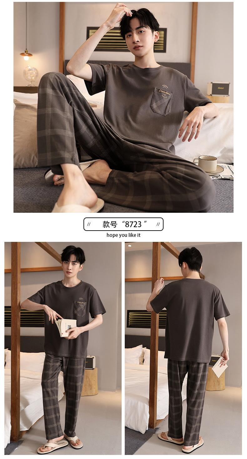 Product Introduction of Middle-Aged Father Men's Pajamas Summer Three-Piece Cotton Short Sleeve Thin plus Size Men's plus-Sized plus-Sized Homewear 16