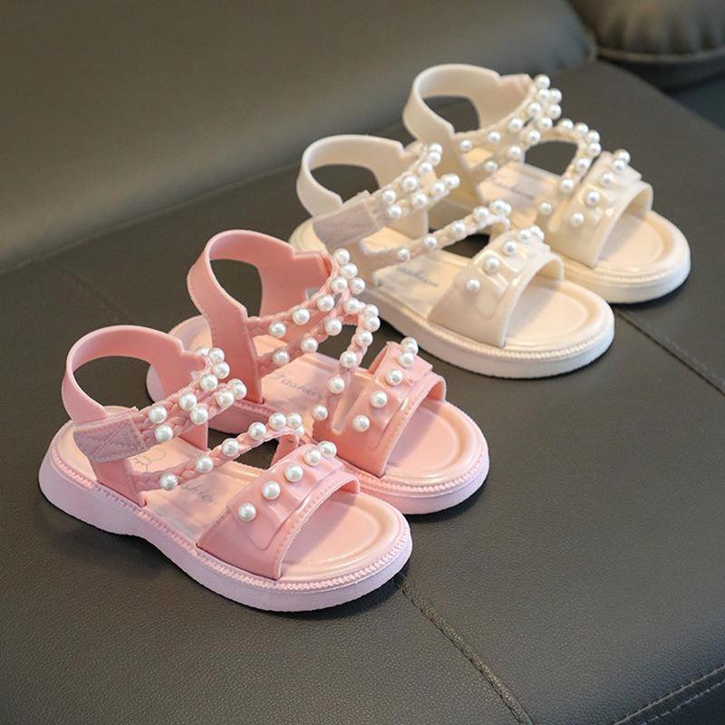 Sandal Đính Hạt ngọċ Trai Siêu xᶖnh Cho Bé Gái Bánh Bèo Yêu Kiều Đi Học Đi Chơi [SDG65] giày  cao 0