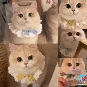 Pet Collar Bib Slabber Handuk Air Liur Untuk Anjing dan Kucing Stylish kalung kucing kalung anjing kalung hewan Bahan Katun Lembut Nyaman Desain Adjustable Modis Lucu