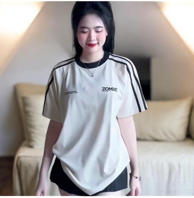 Product Introduction of Áo Thun Phối M15 in Chữ ZOMBIE, Áo Phông Form Rộng Tay Lỡ Cổ Tròn Top Women Unisex 29