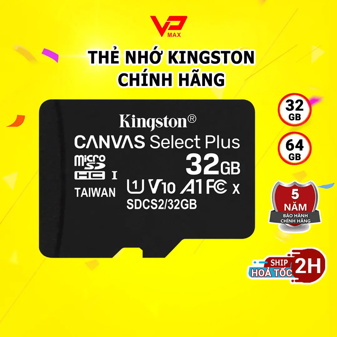 HCM - Thẻ nhớ Hikvision Kingston 64GB 32GB tốc độ cao dùng cho camera, điện thoại chính hãng - VP MAX Phụ Kiện