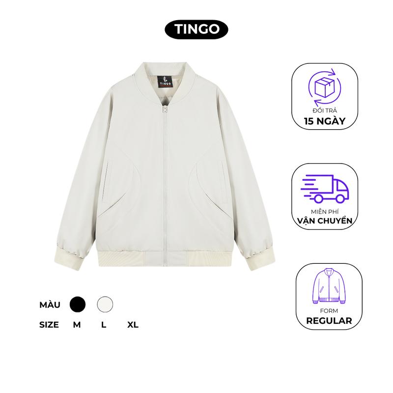  Áo khoác bomber retro nam nữ  FORM RỘNG  TINGO vải nano kháng khuẩn cản nước mềm mại  mùa thu đông Menswear Jacket Đen phong cách 08 