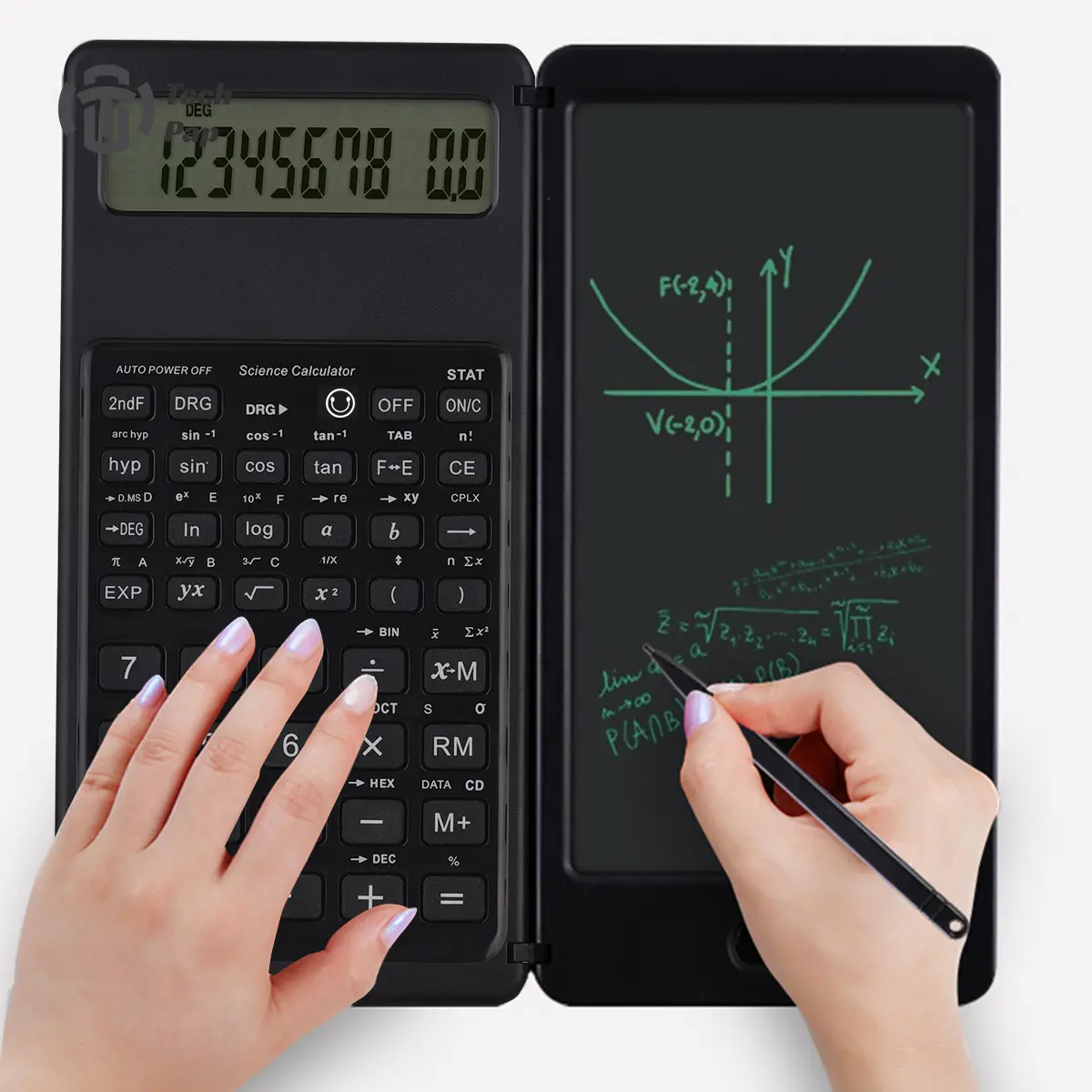 Scientific Calculator with 6 Inch Erasable LCD Writing Tablet Foldable Calculator Notepad Portable for Students Teacher Engineer