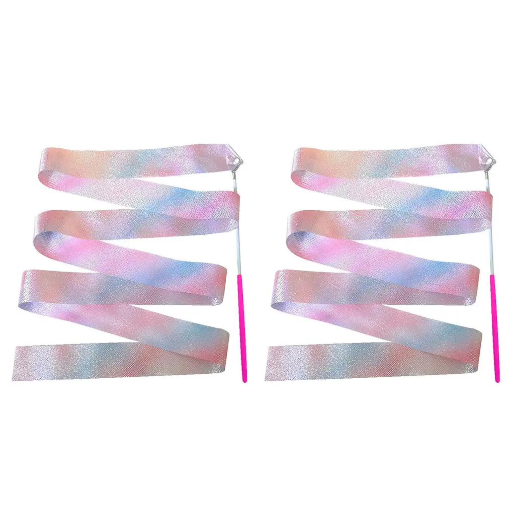 ilayersf- Dance Ribbon Streamer Flexible Satin Twirling Ribbons Gymnastic Ribbons Twirling Long Ribbon Streamers for Kids Sparkling