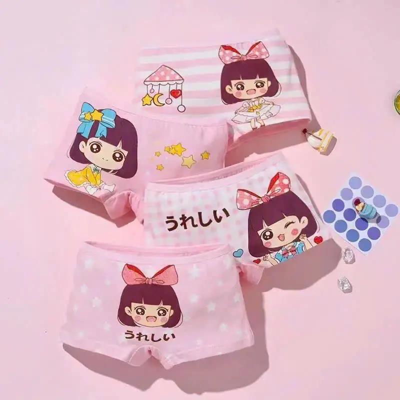 SET 4 Quần Chíp Đùi Cho Bé Gái Họa Tiết Dễ Thương, Cotton Thoáng Mát Co Giãn 4 Chiều  Cho Bé Gái 8kg - 30kg