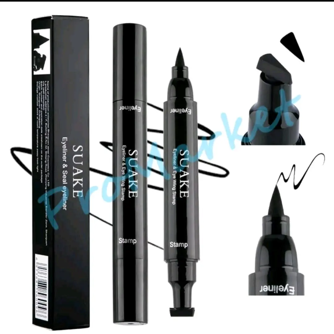 eyeliner stamp hitam 2 in 1 waterproof stamp tahan lama anti air Tahan Lama Tahan noda Hitam