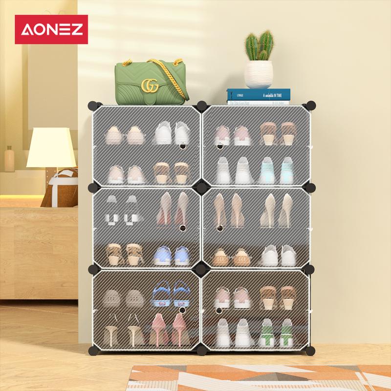 Product Introduction of 【COD 24 Shipping】AONEZ Rak Sepatu Anti Debu 6 Layer Tebal Shoe Rack Portable Serbaguna Kotak Sepatu Portable 7