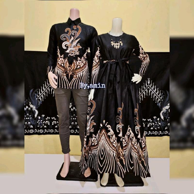 Baju Couple Batik Sarimbit Muslim Muslimah Batik Wanita Busui Lengan Panjang Kain Katun Adem Tebal Halus Cocok Untuk Kondangan Batik Seragaman Pasangan Gamis 0