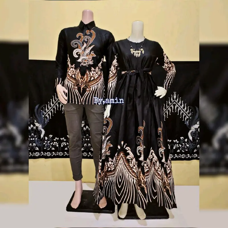 Baju Couple Batik Sarimbit Muslim Muslimah Batik Wanita Busui Lengan Panjang Kain Katun Adem Tebal Halus Cocok Untuk Kondangan Batik Seragaman Pasangan Gamis 0