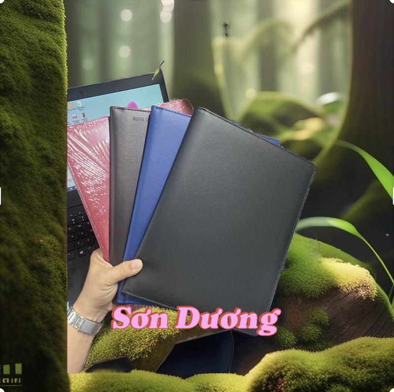 Sơn Dương Bộ trình ký da xifu A4 đủ 04 màu đỏ đen xanh nâu sang trọng cho nhà hàng khách sạn cơ quan kích thước 18x32,5cm in khoét ép chìm kẹp bill thanh toán có không nam châm