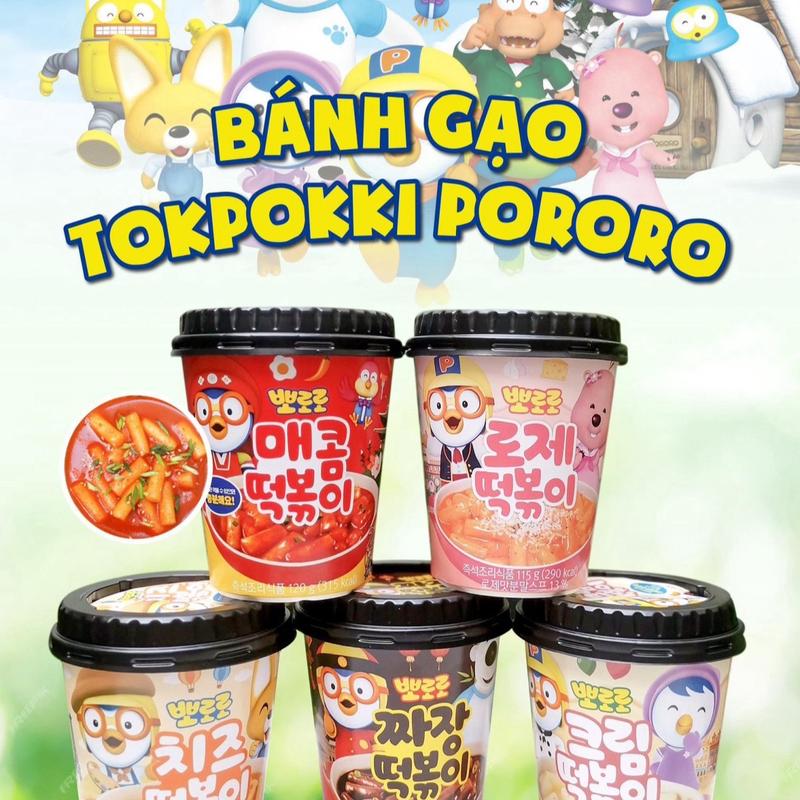 Bánh gạo Teokboki Pororo vị pho mai thơm ngon kèm sticker dễ thương Ăn Vặt Food Thức Ăn 6