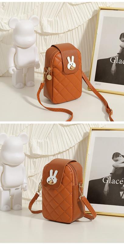 Product Introduction of Ladies Phone Bag High-Grade Special-Interest Design Embroidered Rhombus Rabbit Lock Shoulder Messenger Bag 30