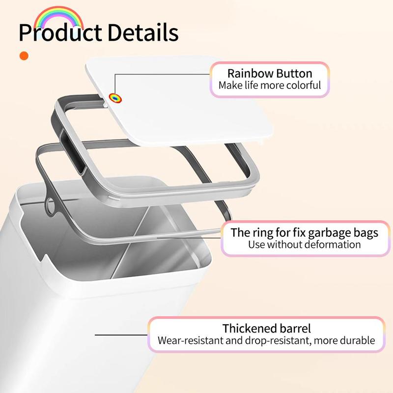 Trash Can with Lid, 1 Count Wall Mounted Or Ground Waste Can, Press The Lid To Open Waste Bin for Bathroom, Kitchen and Other Places 5