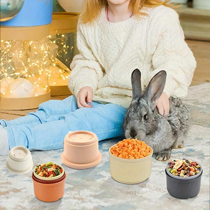 Product Introduction of Rabbit Stacking Cups Feeding Toy, 1 Set Reusable Rabbit Feeding Toy, Pet Feeding Supplies for Small Animals, Rabbit & Pet Supplies 8