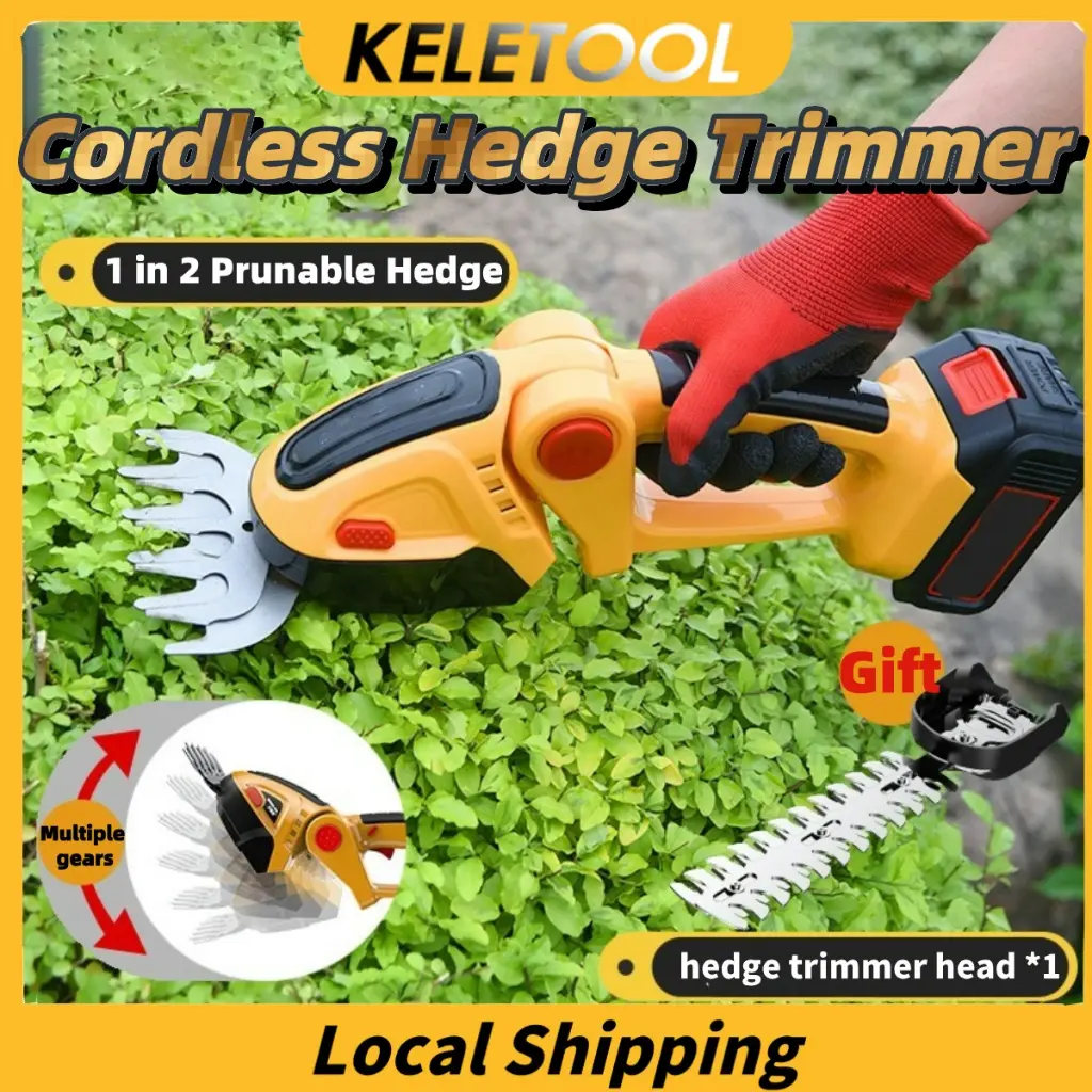 LOCAL SHIPPING 2 in1 Cordless Grass Hedge Trimmer Cutter Electric Plant ...