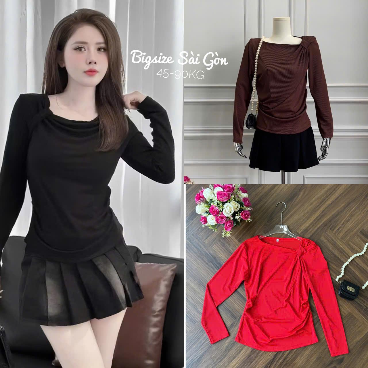 Áo Thun Nữ Tay Vải Thun Gân Tăm Eo Tiểu Thư 45- 90Kg Bigsize Dễ Thương Top Nữ Women - B.1464
