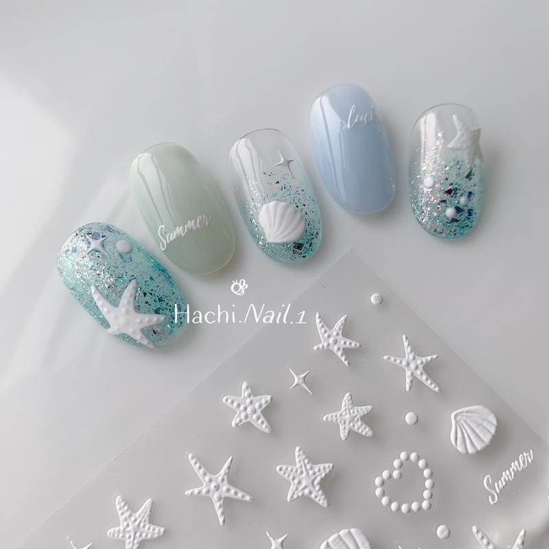 Sticker lụa hình vỏ sò sao biển màu hologram trang trí móng tay ...