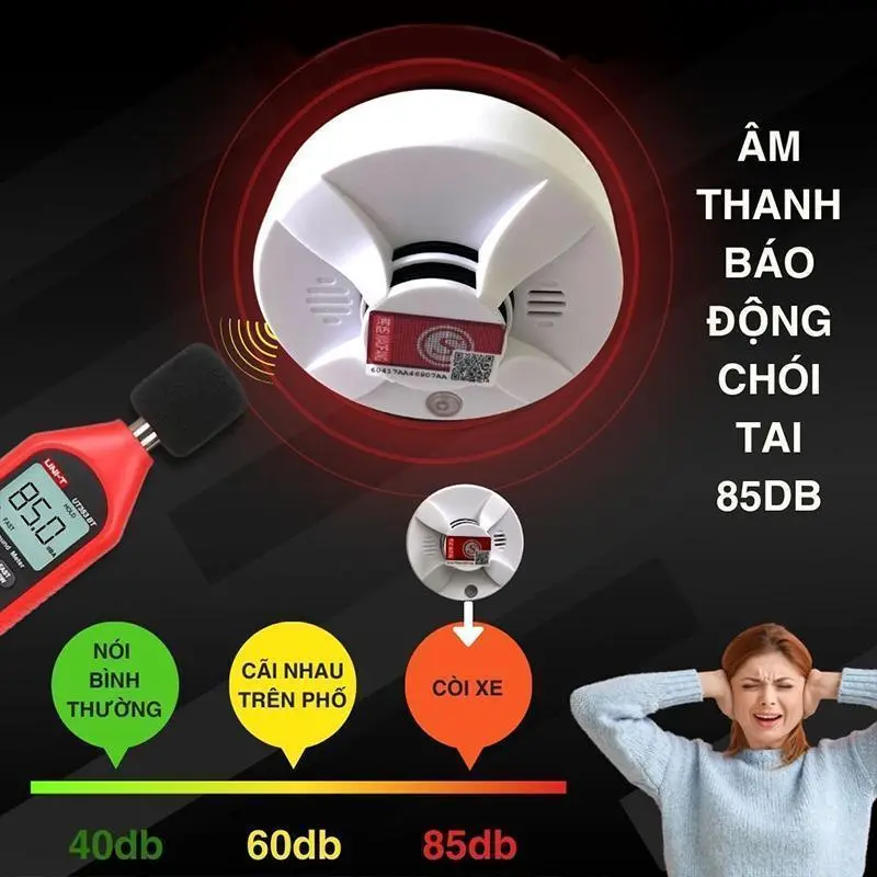 còi báo cháy tự động Chuông báo cháy báo khói không dây ,báo cháy tự động cảm biến khói dùng pin độ nhạy cao,còi báo cháy độc lập 7