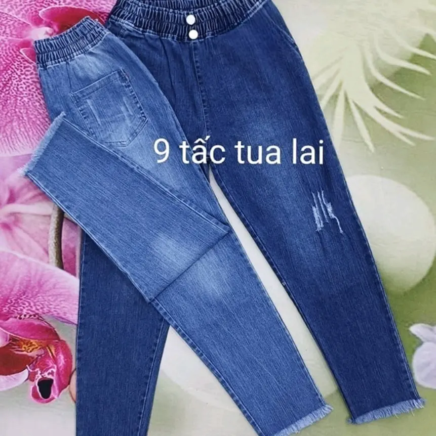 quần jean nữ,9 tất tua lai ,woat thời trang  co giãn mạnh,   lưng cao bản lưng to....M045 Women