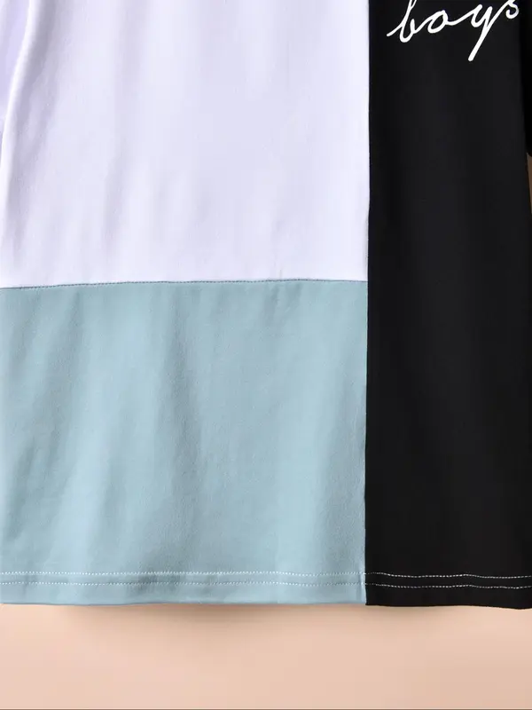Two-piece Set Boy's Colorblock Short Sleeve Tee & Jogger Pants, Casual Round Neck T-shirt & Sweatpants for Summer, Kids Clothes for Daily Wear 3