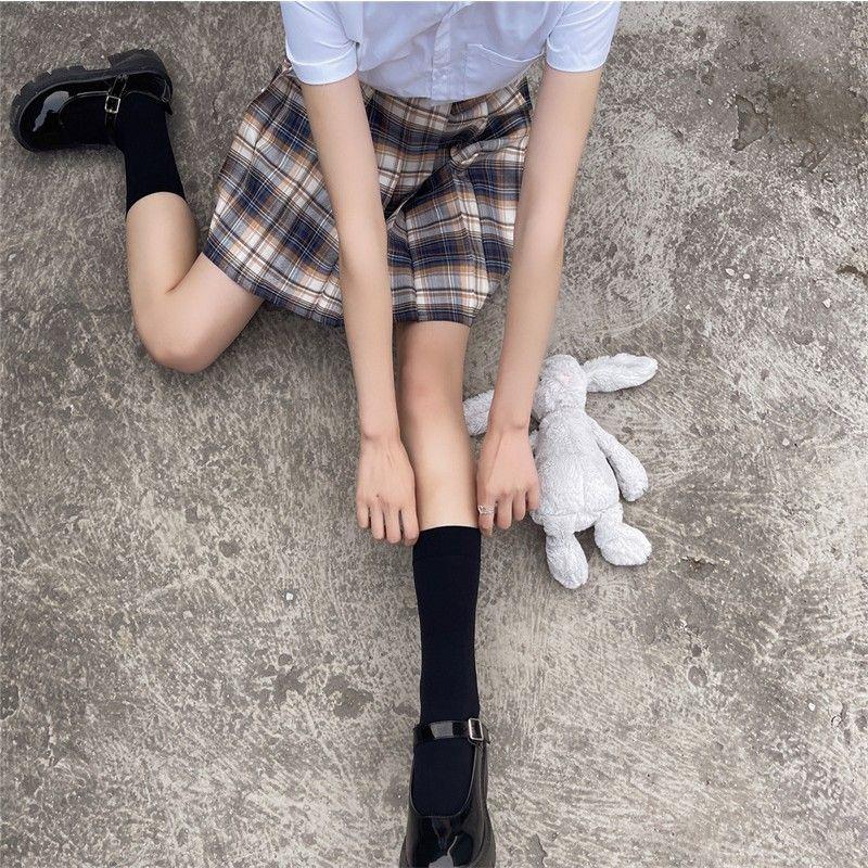 Product Introduction of SS25 jk over the knee pressure students high school long socks Calf socks black velvet lolita milk white Black/White/Assorted Color Stripe Womenswear Lingerie Lady Comfort Bridal Maternity Basic Minimalist 1