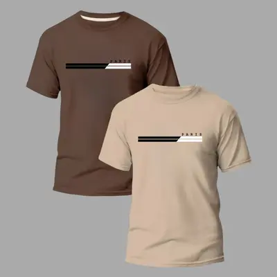 Kit 2 Camisetas Masculinas Premium Algodão Slim Minimalista Estilosa Streetwear Paris