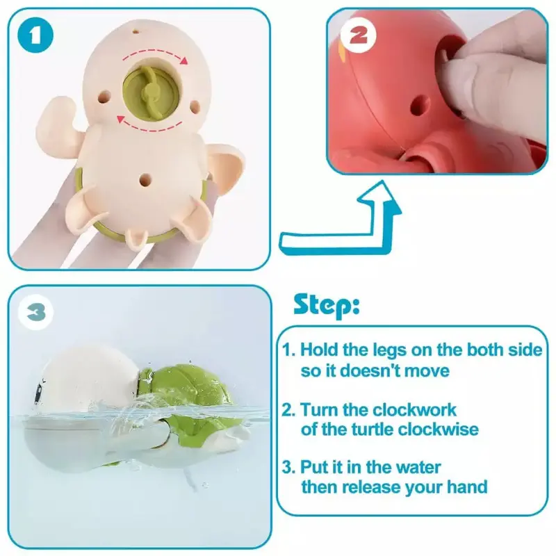 Mainan Mandi Anak Kura Kura Lucu Tanpa Baterai Turtle Chubby Swim Bath Toys - 9 cm 6