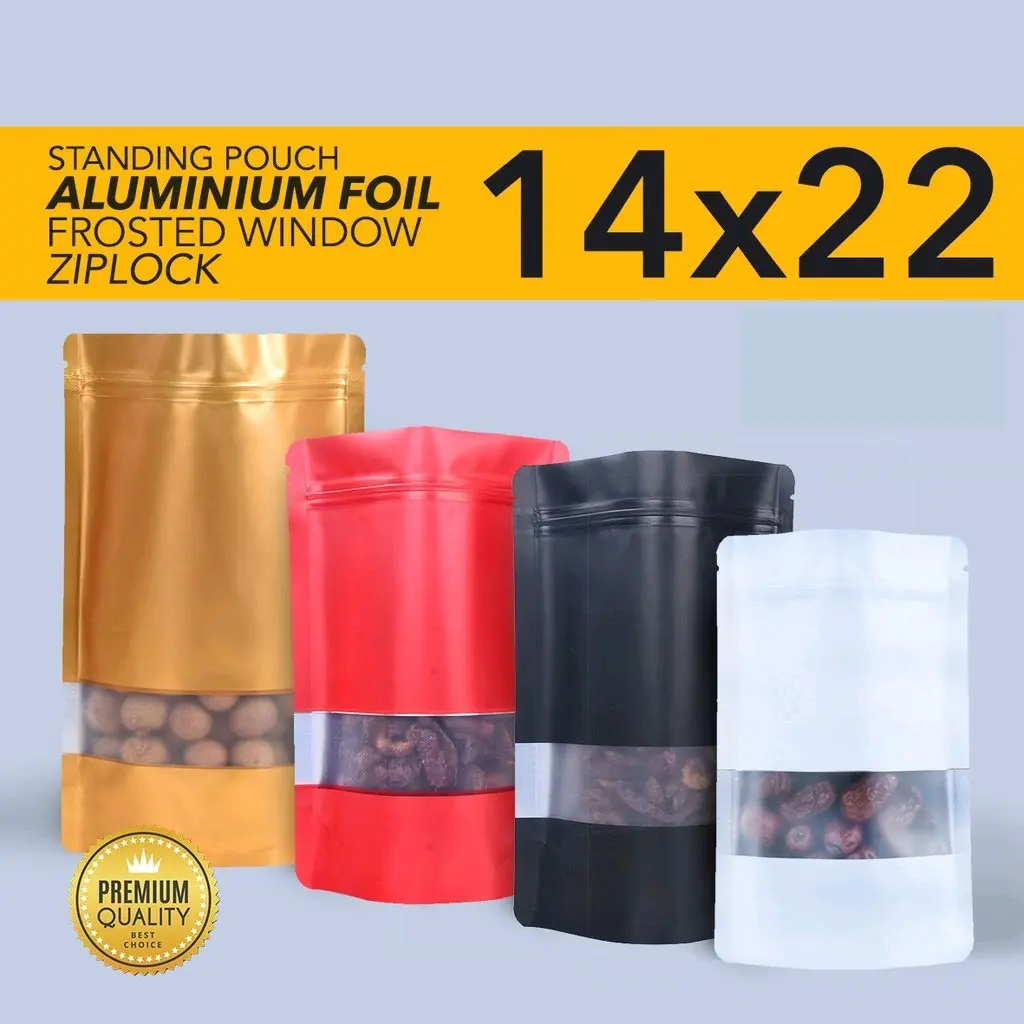 Standing Pouch Window Aluminium Foil dengan Ziplock 14 x 22 cm Transmetz 14x22