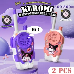 2 Pcs Kuromi Anak-anak Walkie Talkie Nirkabel Jarak Jauh 500-800m Mainan Edukasi Luar Ruangan, Interaksi Orangtua-Anak, Telepon Mainan Edukasi Hadiah Anak-anak