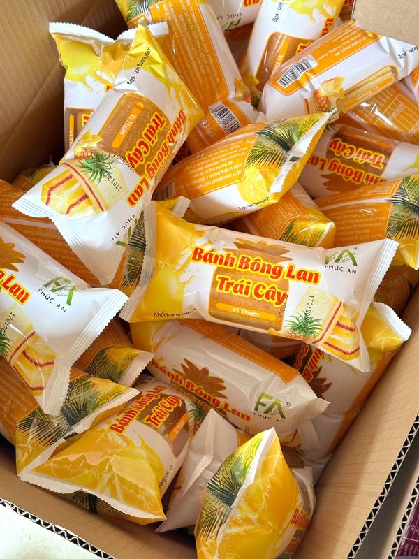 (1 LỐC 10 CÁI+TẶNG 1 CÁI) Bánh bông lan Phúc An vị thơm 60g Ăn Vặt Food Snack banh  keo munchables 1