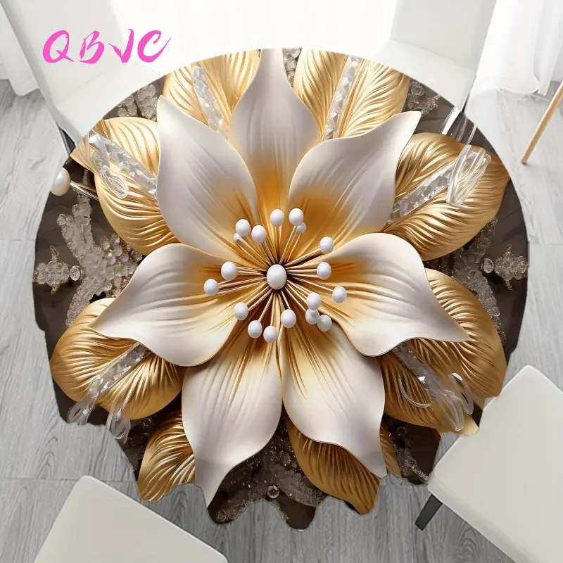 Khăn trải bàn tròn, in hoa vàng, chống bụi và chống thấm nước, thích hợp cho các bữa tiệc, nhà bếp gia đình và các hoạt động ngoài trời