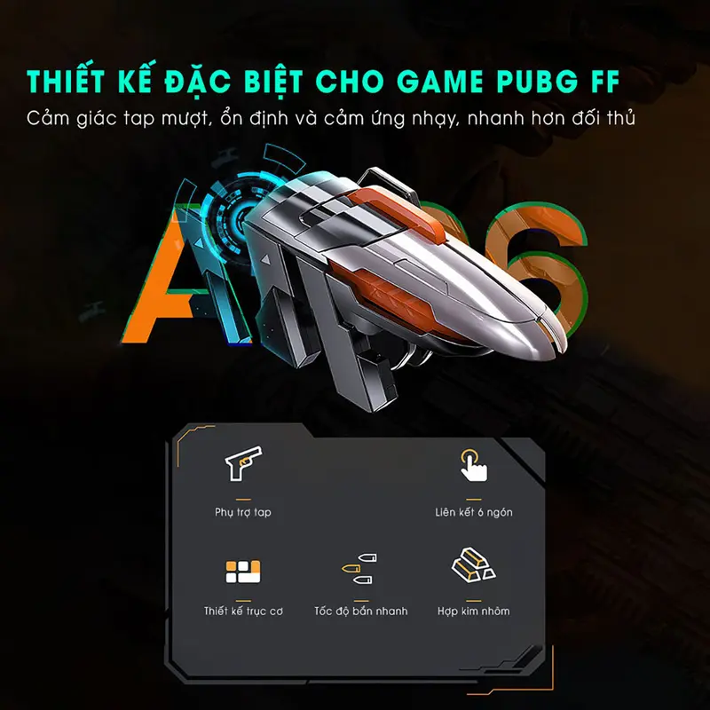Tay cầm chơi game điện thoại MEMO AK06 gaming nút auto tap 4 chế độ hỗ trợ ghìm tâm chơi game thao tác 6 ngón pubg ff fps dễ dàng Chơi Điện Tử 2