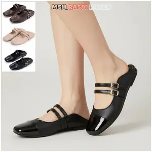 MSH 8082 Sepatu Sendal PVC Wanita Dewasa Sepatu Selop Wanita Sepatu Import Sendal Santai Hitam Moka Coklat
