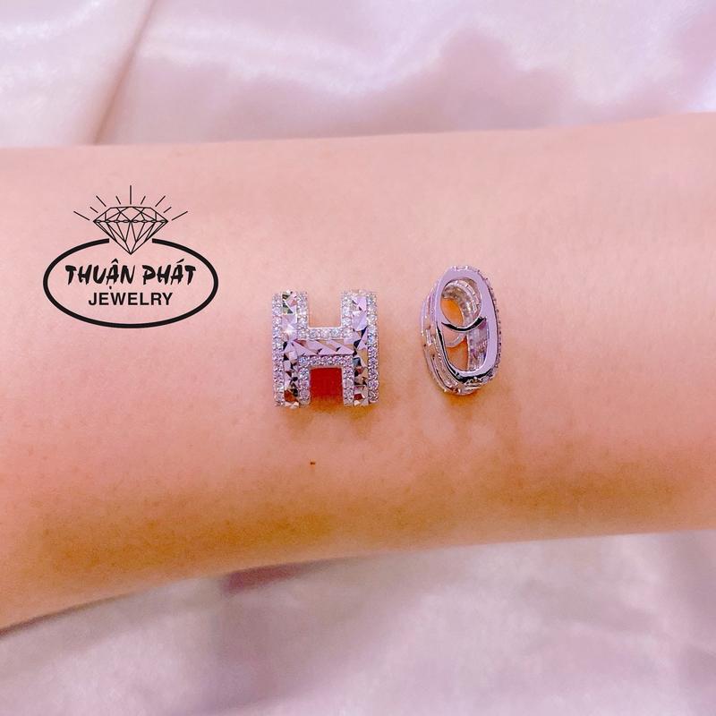 Phụ Kiện Mặt Dây Chuyền M055 Charm Chữ H Viền Tấm Trang Sức Bạc Ý Xi Kim -Bạc Thuận Phát