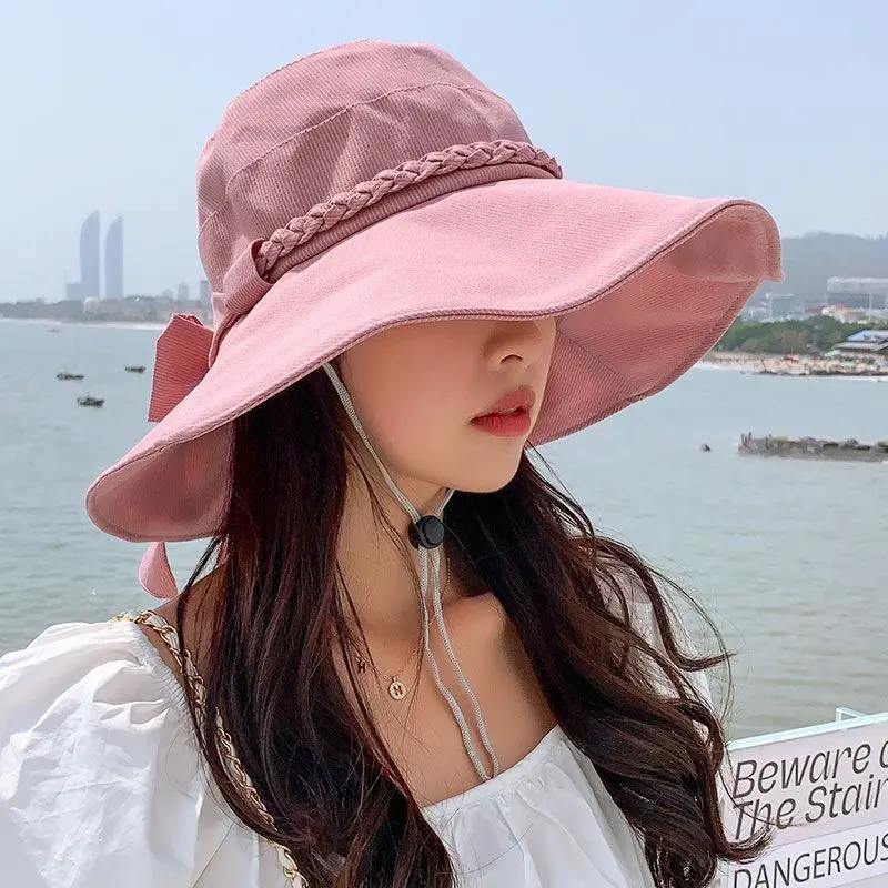 Mũ ngư dân Nữ Nhật Bản Phong cách Hàn Quốc Đa năng Internet Người nổi tiếng Học sinh Chống nắng Mũ chống nắng Mũ vành lớn Nữ Thời trang mùa xuân và mùa hè Hat Nón Women Cap 3