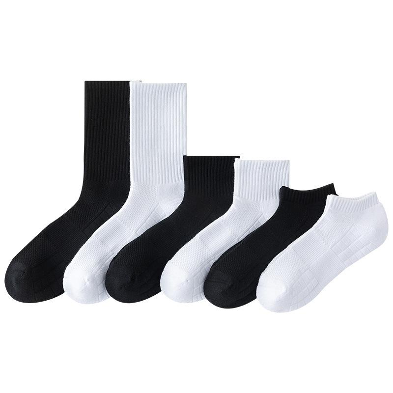 White Socks Men's Summer Sports Socks Running Socks Thick Towel Bottom Pure Cotton Shock-absorbing Basketball Socks 4
