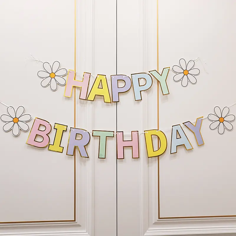 Banner Happy Birthday WARNA Macaron Dinding 0