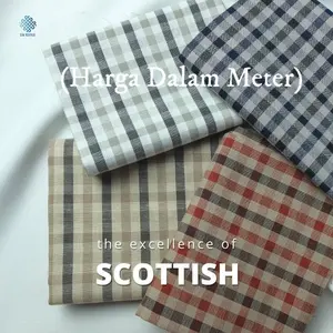 (HARGA 0,5m) KAIN KATUN HARUKA YARNDYED PREMIUM YANDET YANDED KOTAK KOTAK BAHAN KEMEJA SCOTTISH ASH GREY